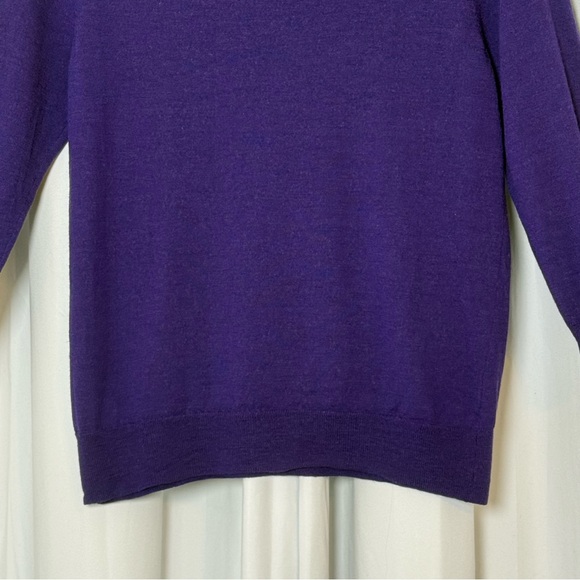 J.Crew 100% Merino Wool Lightweight 3/4 Sleeve Sweater Women’s Large Purple - Picture 8 of 9